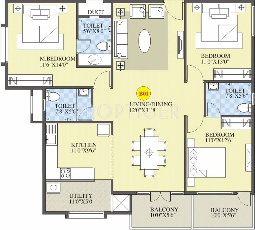 BM Magnolia Park (3BHK+3T (1,745 sq ft) 1745 sq ft)