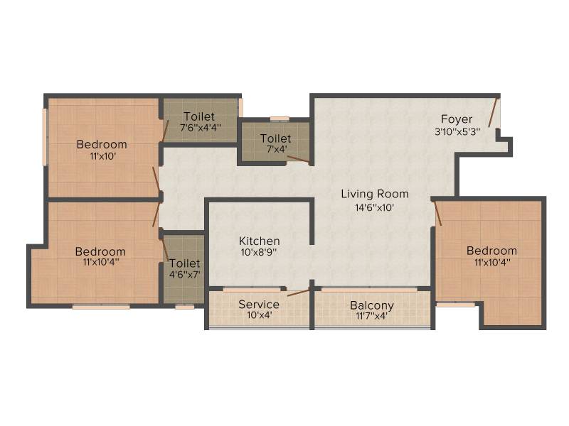 Kamalam Pleasanta (3BHK+3T (1,310 sq ft) 1310 sq ft)