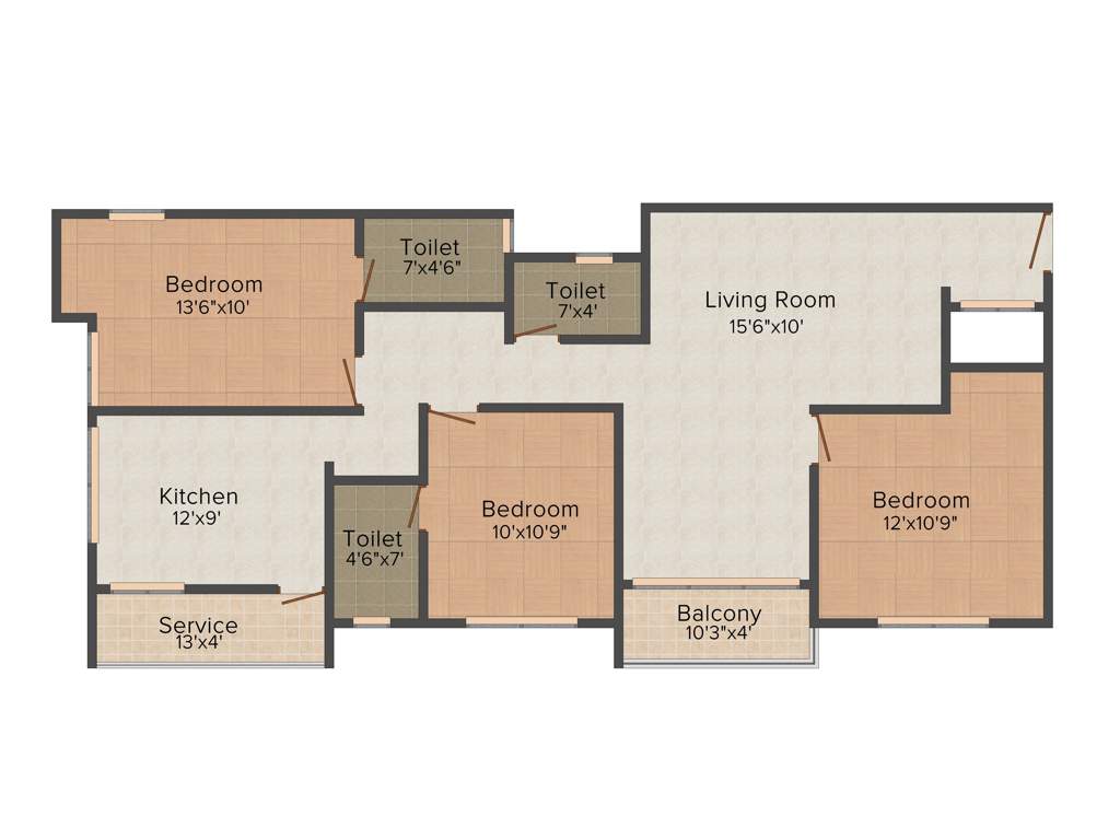 Kamalam Pleasanta (3BHK+3T (1,370 sq ft) 1370 sq ft)