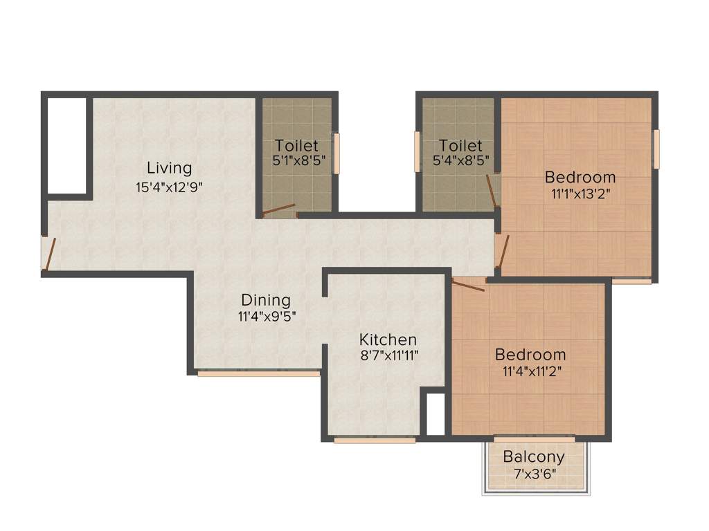 Mantri WebCity (2BHK+2T (950 sq ft) 950 sq ft)