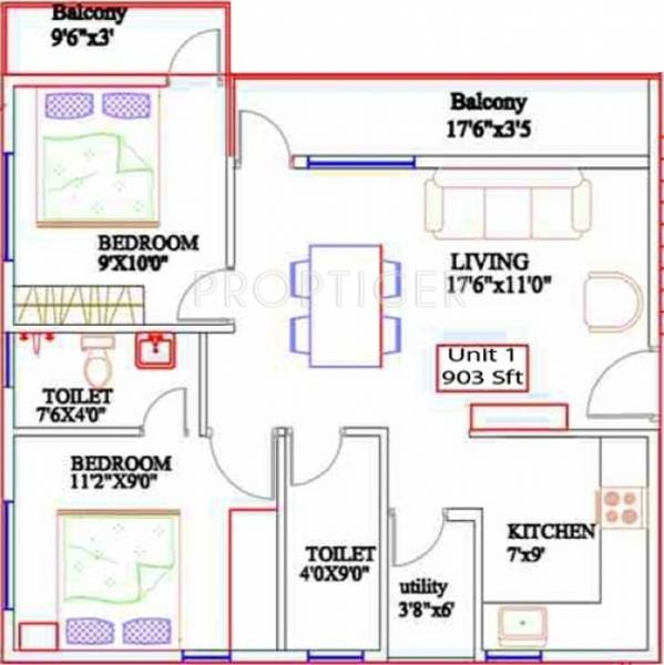 Silicon Prime (2BHK+2T (903 sq ft) 903 sq ft)