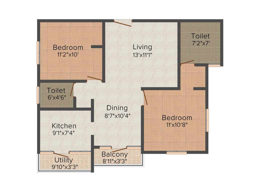 Ambiente Paradise (2BHK+2T (990 sq ft) 990 sq ft)