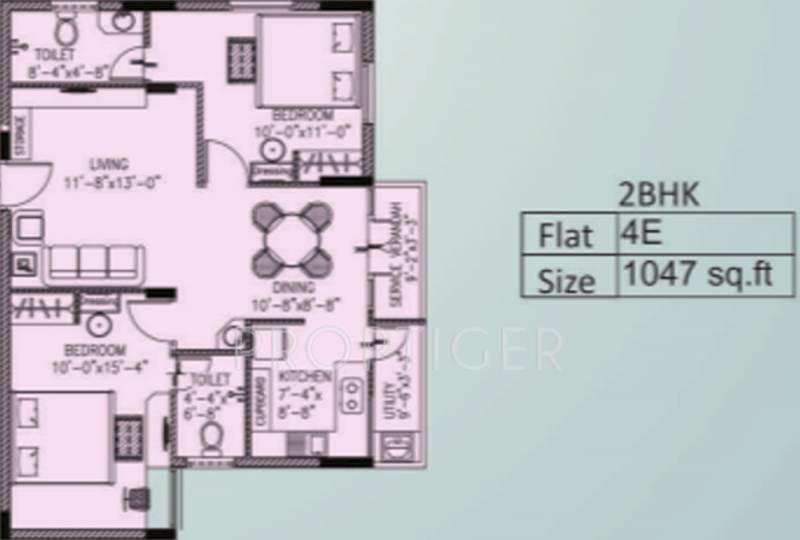 Ambiente Paradise (2BHK+2T (1,047 sq ft) 1047 sq ft)