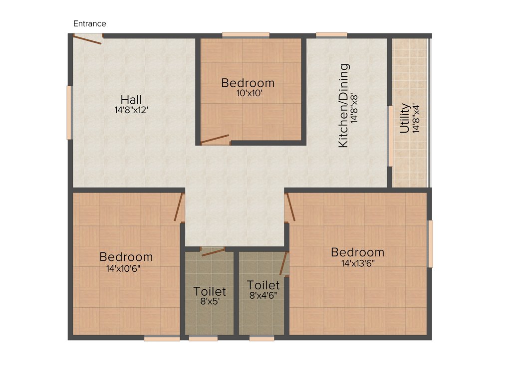 Vandana Marvel (3BHK+2T (1,332 sq ft) 1332 sq ft)