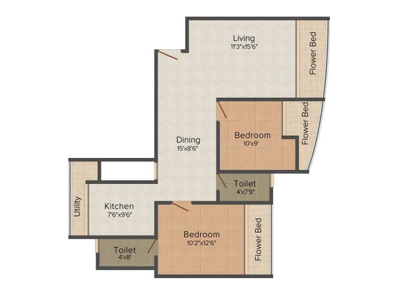 Atlanta ABT Apartments (2BHK+2T (1,223 sq ft) 1223 sq ft)