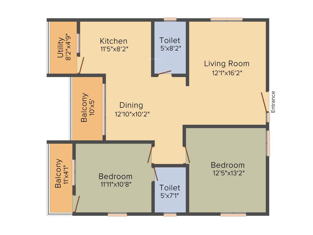 Subhodaya Luxuria (2BHK+2T (1,288 sq ft) 1288 sq ft)