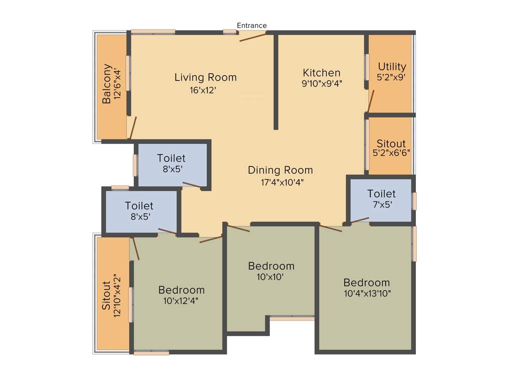 Subhodaya Luxuria (3BHK+3T (1,576 sq ft) 1576 sq ft)