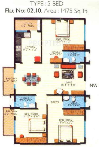 Sumadhura Paramount Serene (3BHK+3T (1,475 sq ft) 1475 sq ft)