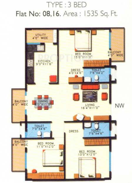 Sumadhura Paramount Serene (3BHK+3T (1,535 sq ft) 1535 sq ft)