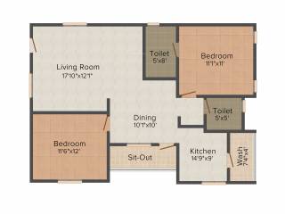 SSPDL Mayfair Apartments 2BHK+2T (1,085 sq ft)