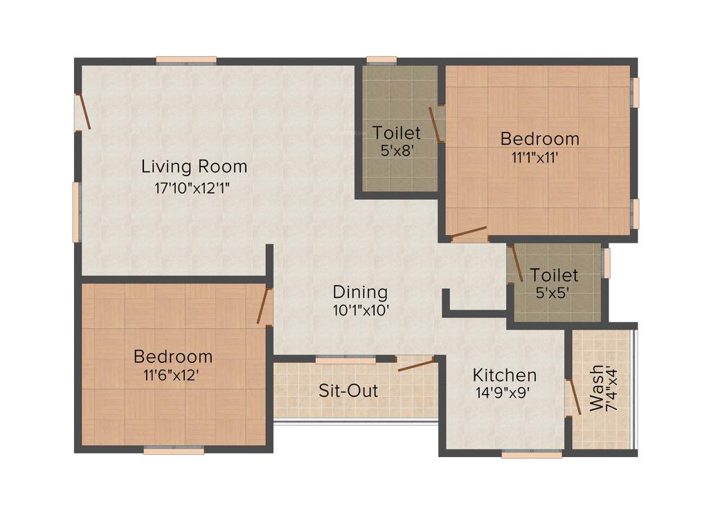 SSPDL Mayfair Apartments 2BHK+2T (1,085 sq ft)