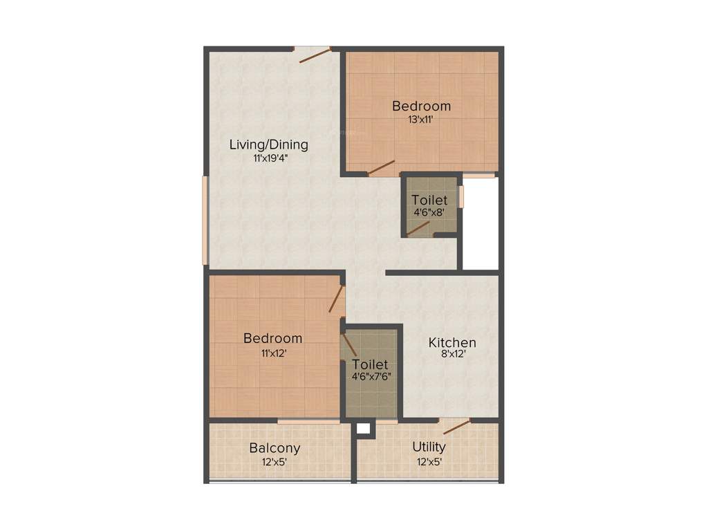 Vandana Sai Vandana Brundavan (2BHK+2T (1,150 sq ft) 1150 sq ft)