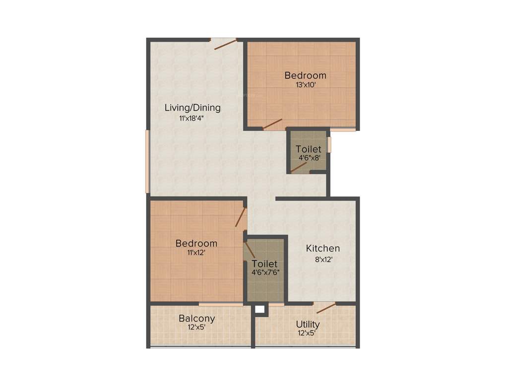 Vandana Sai Vandana Brundavan (2BHK+2T (1,118 sq ft) 1118 sq ft)