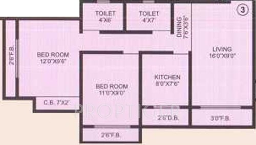 Mayur Mahadev Heights (2BHK+2T (955 sq ft) 955 sq ft)