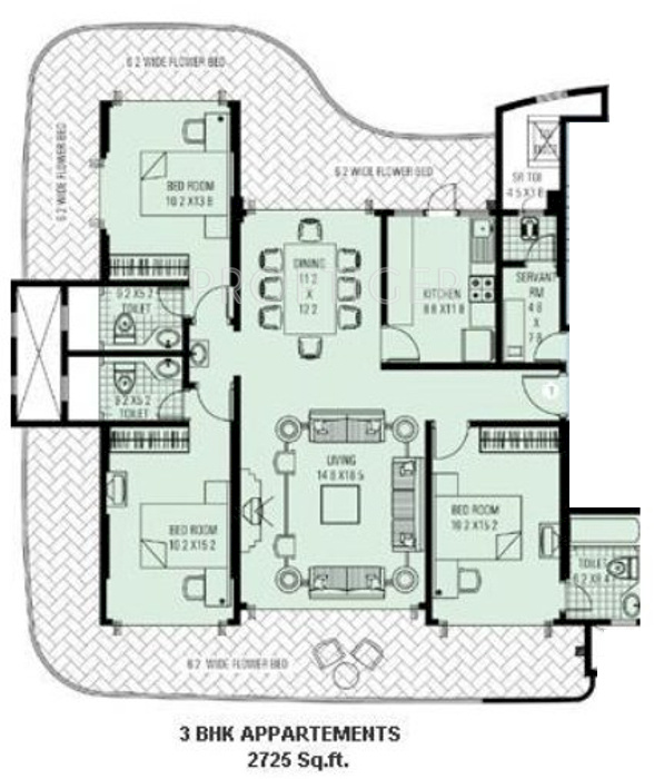 RNA Auroville (3BHK+3T (2,725 sq ft) + Servant Room 2725 sq ft) RNA Auroville (3BHK+3T (2,725 sq ft) + Servant Room 2725 sq ft)