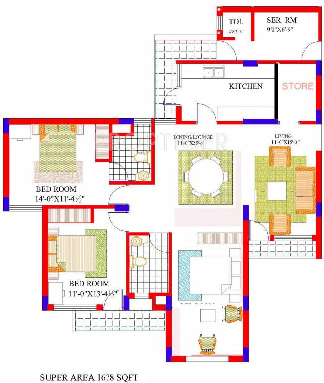 Pioneer Acme Heights (3BHK+2T (1,678 sq ft) 1678 sq ft)
