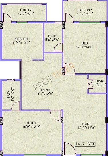 Vintage Elite Apartments A (2BHK+2T (1,417 sq ft)   Pooja Room 1417 sq ft)
