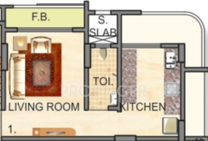 Avirahi Homes (1BHK+1T (406 sq ft) 406 sq ft)