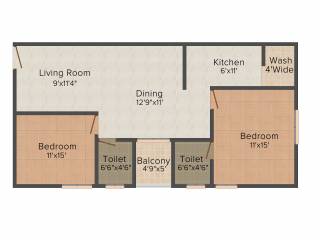 Sri Krishna Builders Krishna Dhaam 2BHK+2T (976 sq ft)