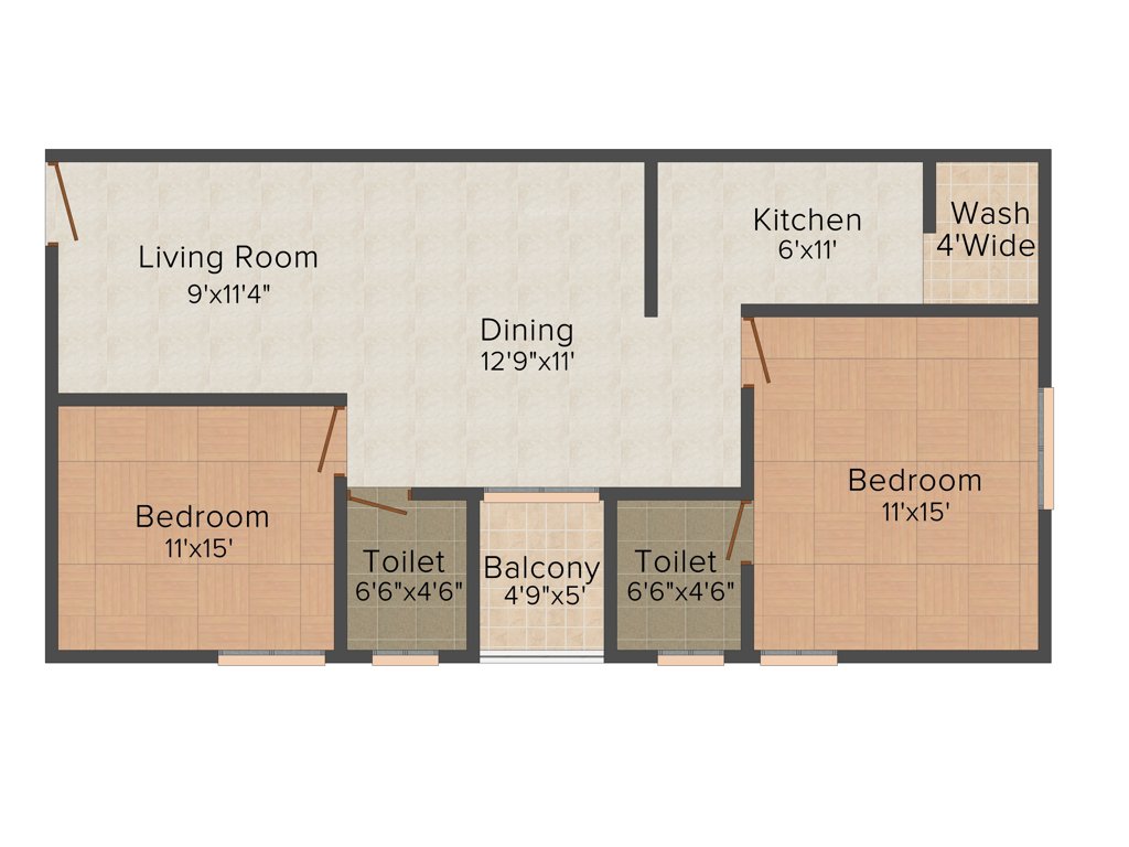 Sri Krishna Builders Krishna Dhaam 2BHK+2T (976 sq ft)