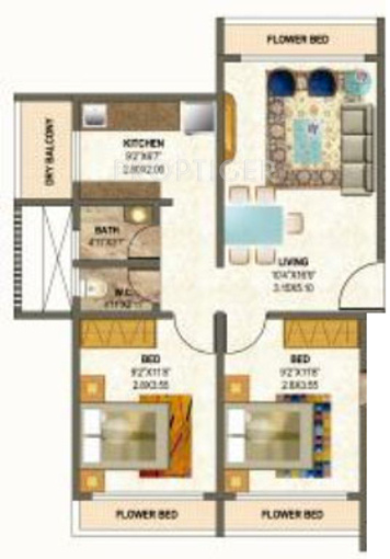 K Patel Jeevan Preeti Floor Plan (2BHK+2T)