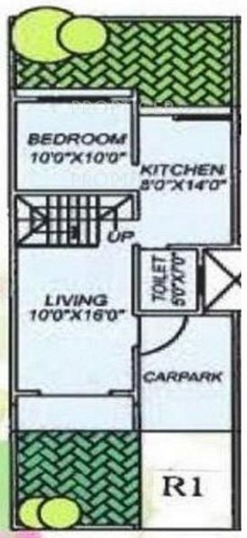 RajHeramba Properties Vimal Terraces Villa Ground Floor Plan (2BHK+2T + Study Room)