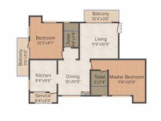 Pushkar Sudha Anand Residency (2BHK+2T (1,100 sq ft) 1100 sq ft)