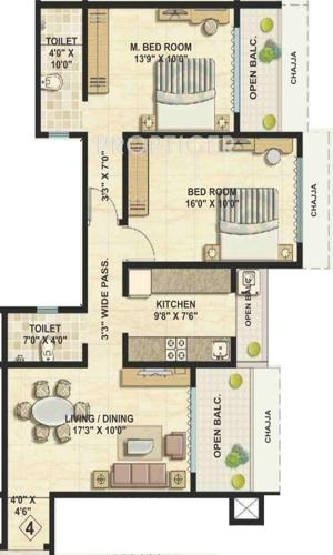 Bhoomi Ekta Garden Phase 2 (2BHK+2T (1,255 sq ft) 1255 sq ft)