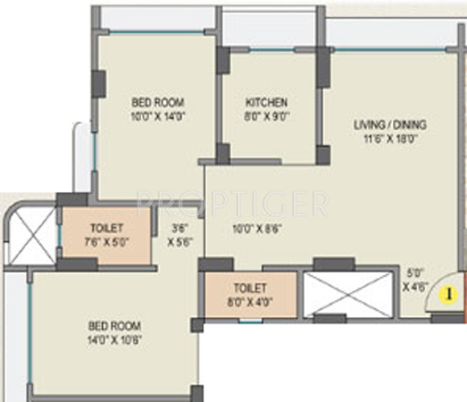 K Patel Om Viraj Floor Plan (2BHK+2T)