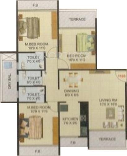 Giriraj Krishna Tower (3BHK+3T (1,525 sq ft) 1525 sq ft)