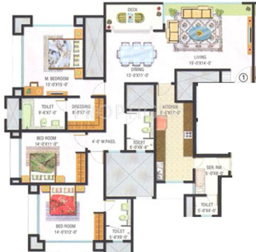 Hiranandani Glen Dale (3BHK+4T (2,125 sq ft)   Servant Room 2125 sq ft)