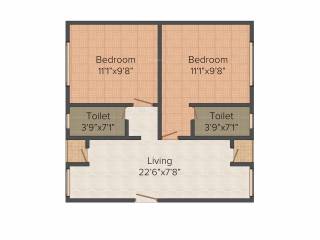 BGA Amrita Abashan (2BHK+2T (932 sq ft) 932 sq ft)