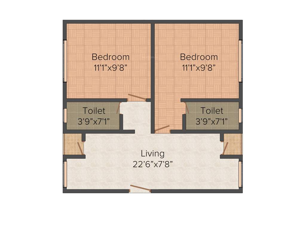 BGA Amrita Abashan (2BHK+2T (932 sq ft) 932 sq ft)