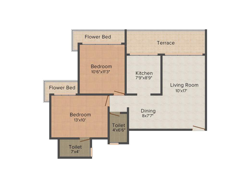 Siddharth Geetanjali Garden (2BHK+2T (1,200 sq ft) 1200 sq ft)
