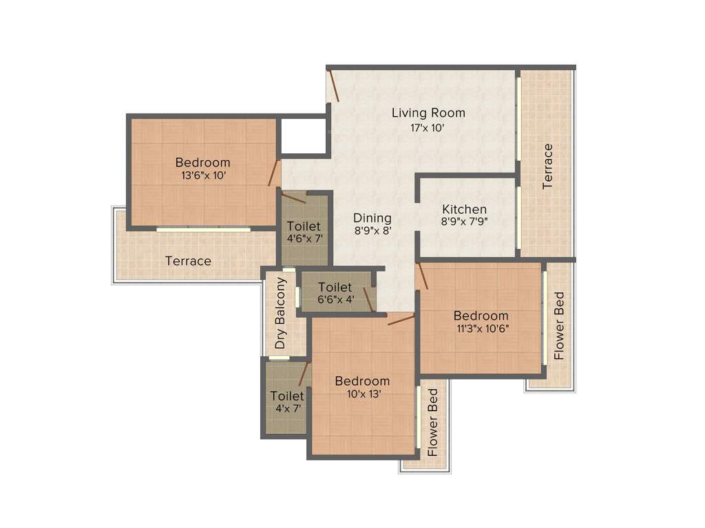 Siddharth Geetanjali Garden (3BHK+3T (1,600 sq ft) 1600 sq ft)