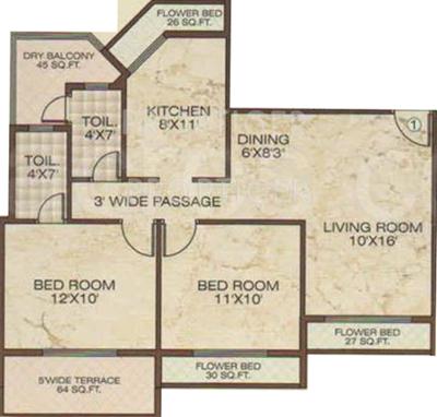 Raj Intop Paradise (2BHK+2T (1,197 sq ft) 1197 sq ft)