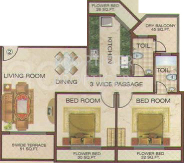 Raj Intop Paradise (2BHK+2T (1,209 sq ft) 1209 sq ft)