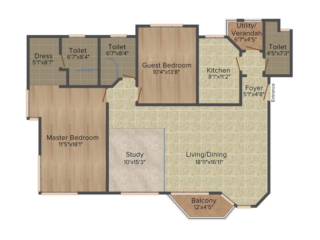 Jaypee The Star Court (2BHK+2T (1,461 sq ft) 1461 sq ft)