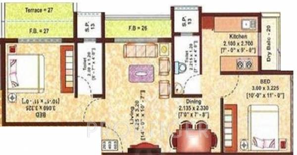 Karira Jasmine (2BHK+2T (1,027 sq ft) 1027 sq ft)