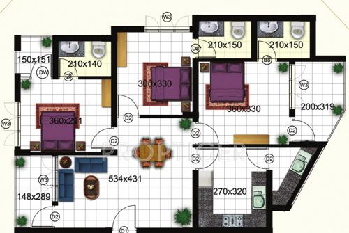 Samson Meridian Heights (3BHK+3T (1,500 sq ft) 1500 sq ft)