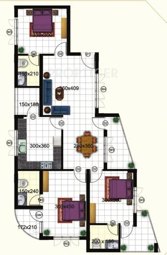 Samson Meridian Heights (3BHK+3T (1,540 sq ft) 1540 sq ft)