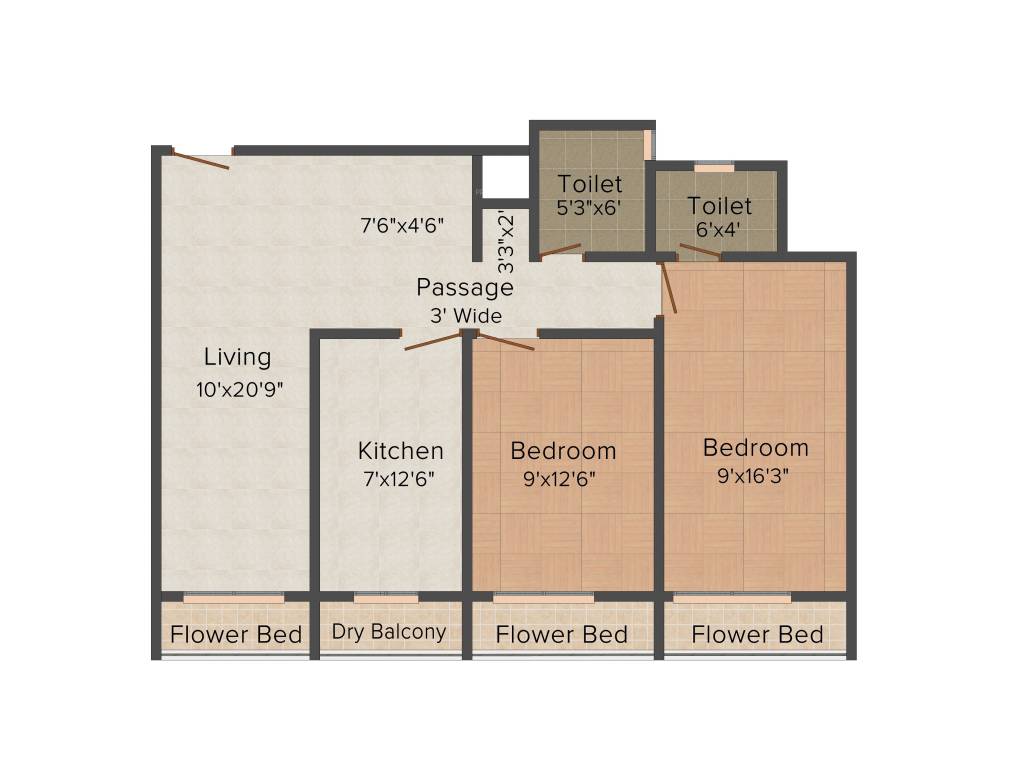 Maryland Residence (2BHK+2T (1,085 sq ft) 1085 sq ft)