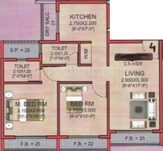 Kranti Mayank Residency (2BHK+2T (963 sq ft) 963 sq ft)