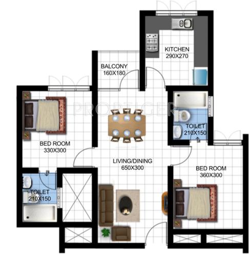 Samson Oak Dale (2BHK+2T (1,100 sq ft) 1100 sq ft)