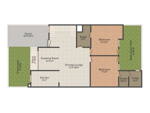 Wing Constructions And Developers Pvt Ltd Lucknow Greens Villa (2BHK+2T (1,240 sq ft) 1240 sq ft)