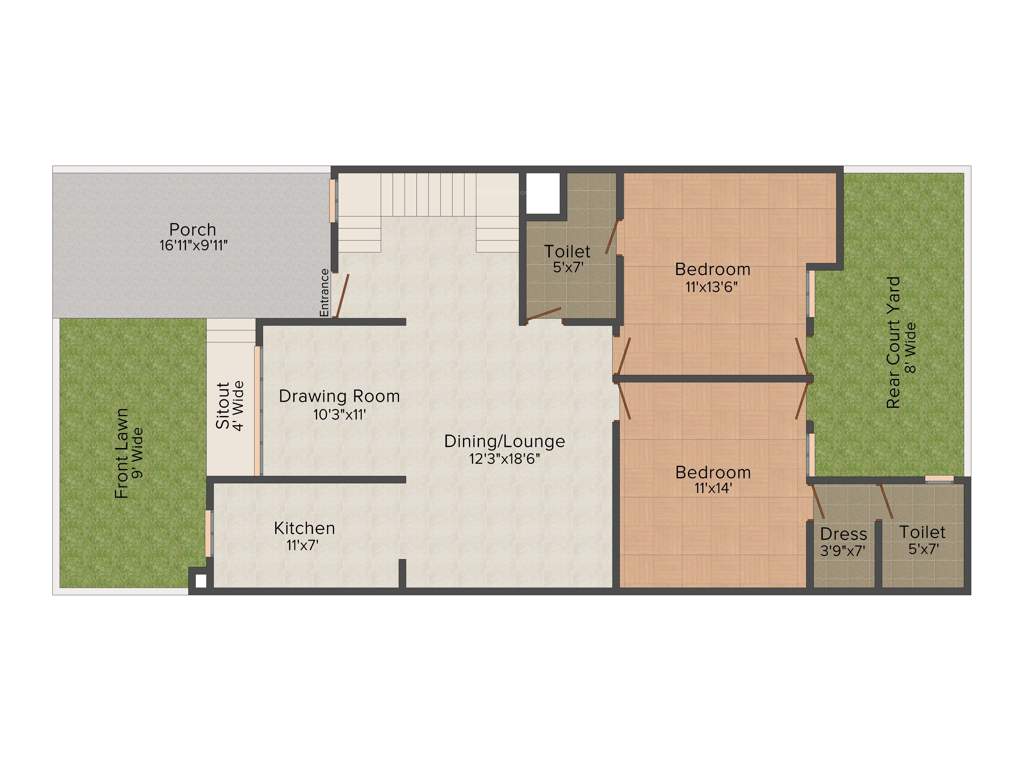 Wing Constructions And Developers Pvt Ltd Lucknow Greens Villa (2BHK+2T (1,240 sq ft) 1240 sq ft)