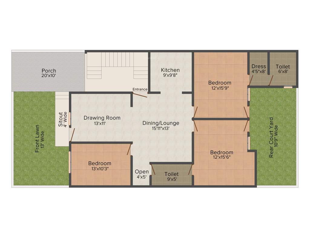 Wing Constructions And Developers Pvt Ltd Lucknow Greens Villa (3BHK+3T (1,665 sq ft) 1665 sq ft)