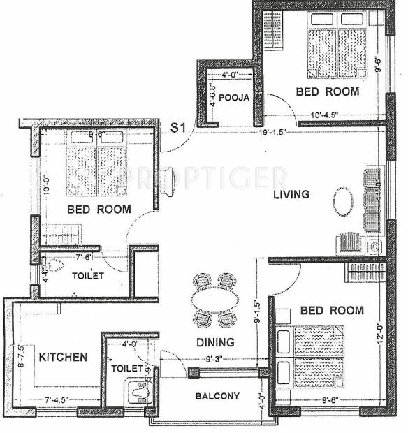 Thilaga Swastika (3BHK+2T (1,105 sq ft) + Pooja Room 1105 sq ft)