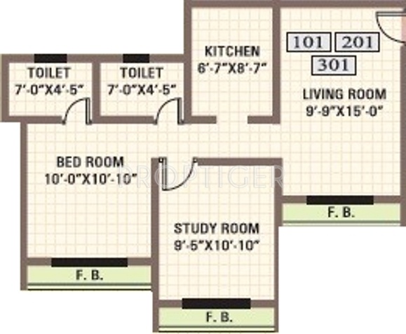 Benchmark Palatino (2BHK+2T (815 sq ft) 815 sq ft)