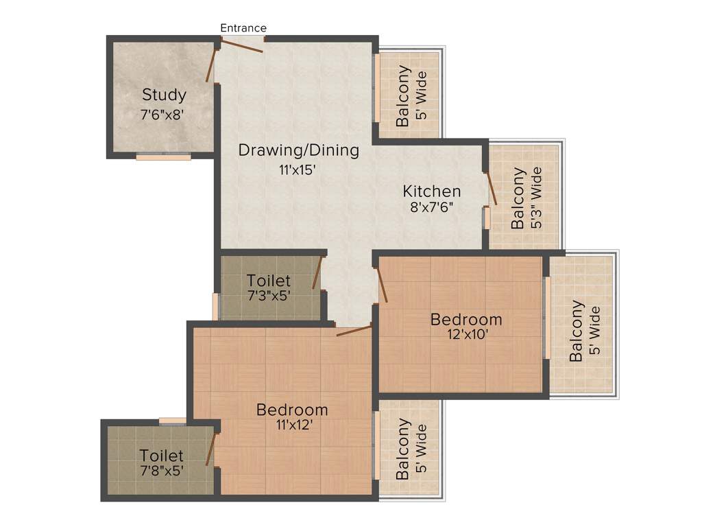 Gulshan Bellina (2BHK+2T (1,105 sq ft) + Study Room 1105 sq ft)